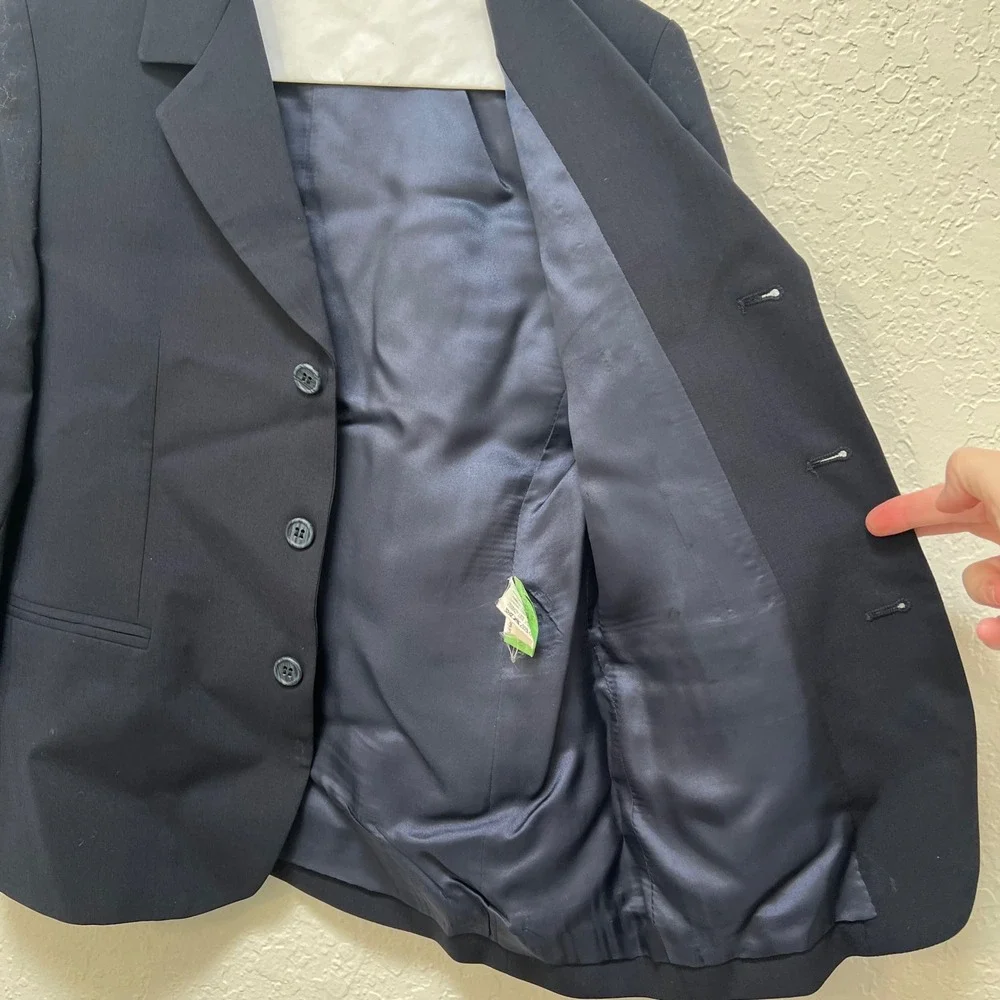 MAGIL Boys Navy Blue 100% Wool 2-Piece Blazer and Vest Set Made‎ in Italy Size 9